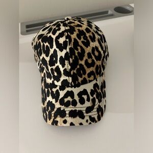 Ganni leopard baseball cap